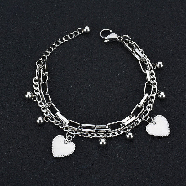 Pulsera de Acero Inoxidable para Mujer - Regalo de Pareja con Corazón