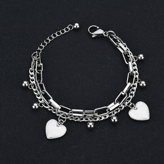 Pulsera de Acero Inoxidable para Mujer - Regalo de Pareja con Corazón