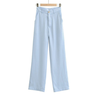 Pantalones de Cintura Alta Pierna Ancha Estilo Europeo Casual - Image 7