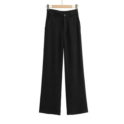 Pantalones de Cintura Alta Pierna Ancha Estilo Europeo Casual - Image 12