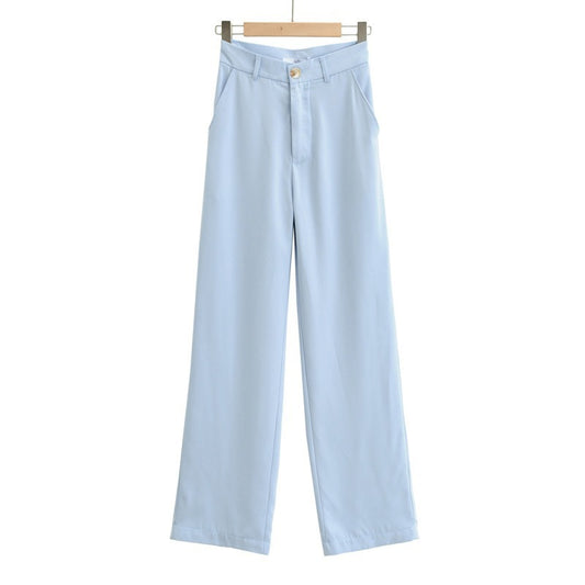 Pantalones de Cintura Alta Pierna Ancha Estilo Europeo Casual - Image 2