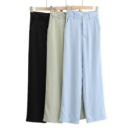 Pantalones de Cintura Alta Pierna Ancha Estilo Europeo Casual - Image 6