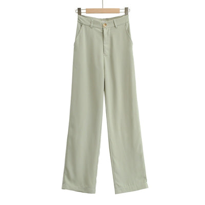 Pantalones de Cintura Alta Pierna Ancha Estilo Europeo Casual - Image 3