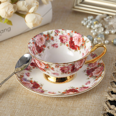 Juego de Tazas para Té en Pareja - Taza de Té Negro con Plato y Cuchara