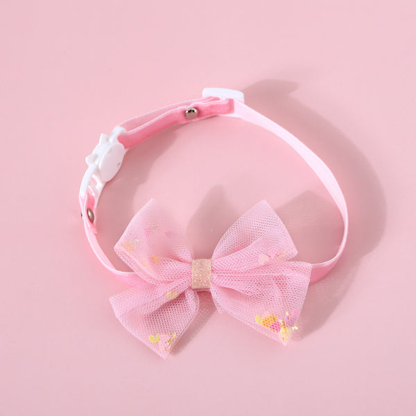 Collar Arco de Encaje y Lentejuelas para Gatos y Perros con Cierre de Seguridad