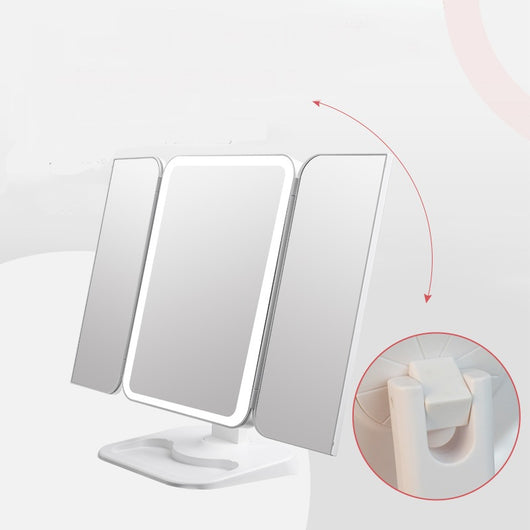 Espejo de Maquillaje Tríptico con Luz LED y Aumento 10X - Image 8