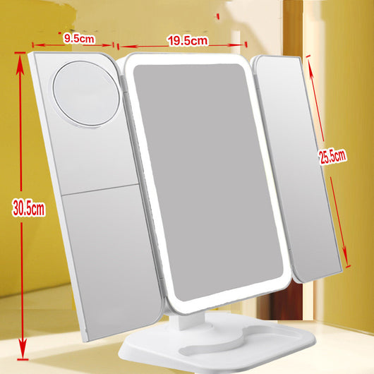 Espejo de Maquillaje Tríptico con Luz LED y Aumento 10X - Image 11