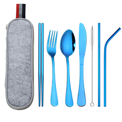 Juego de Cubiertos Portátil de Acero Inoxidable para Viajeros - Image 13
