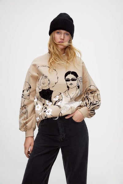 Sudadera Suelta con Estampado Flocking para Niñas - Image 9