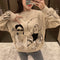 Sudadera Suelta con Estampado Flocking para Niñas