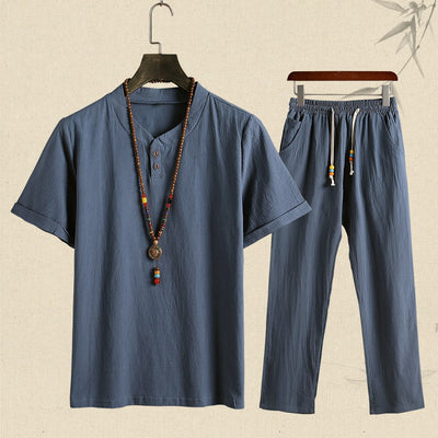 Conjunto de Lino: Camiseta y Pantalón Corto de Manga Corta - Image 4