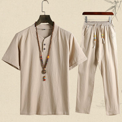 Conjunto de Lino: Camiseta y Pantalón Corto de Manga Corta - Image 5