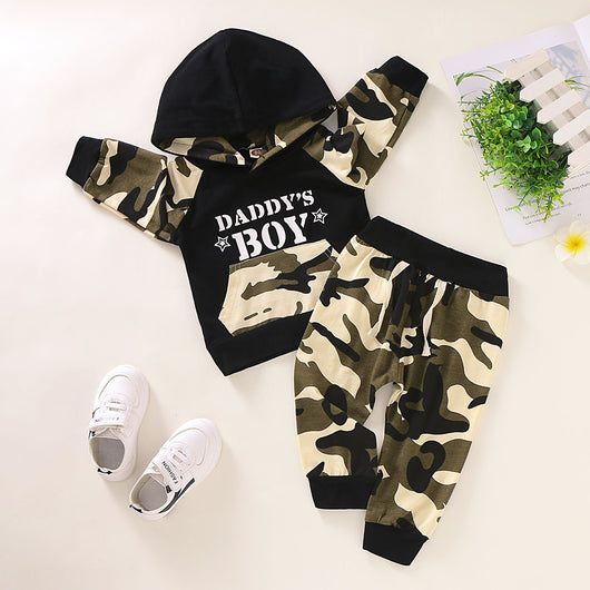Suéter Infantil Camuflado Dos Piezas con Letras y Mangas Largas - Image 9