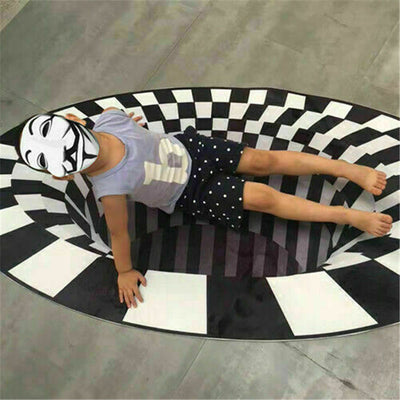 Tapete 3D Vértice Ilusión Óptica Rejilla Negro Blanco - Alfombra Antideslizante - Image 10
