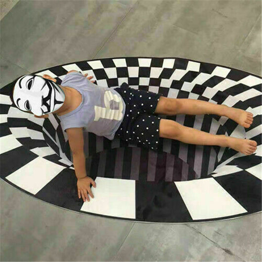 Tapete 3D Vértice Ilusión Óptica Rejilla Negro Blanco - Alfombra Antideslizante - Image 10