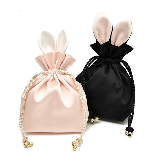 Bolsa de Almacenamiento de Joyas y Cosméticos con Orejas de Conejo - Seda con Cordón