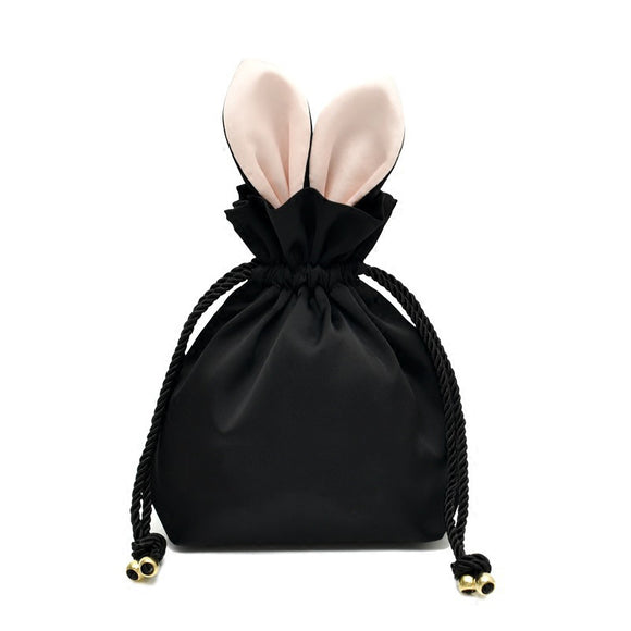 Bolsa de Almacenamiento de Joyas y Cosméticos con Orejas de Conejo - Seda con Cordón
