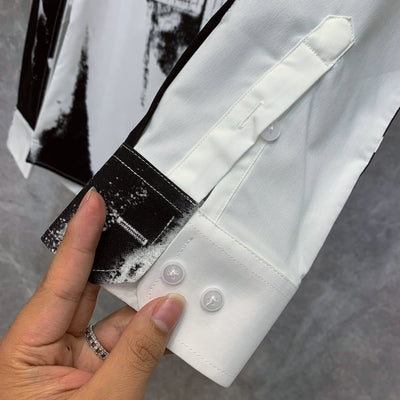 Camisa Estampada Manga Larga Hombre Estilo Británico Moda Coreana Ajuste Delgado - Image 8