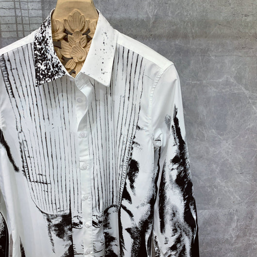 Camisa Estampada Manga Larga Hombre Estilo Británico Moda Coreana Ajuste Delgado - Image 13
