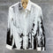 Camisa Estampada Manga Larga Hombre Estilo Británico Moda Coreana Ajuste Delgado