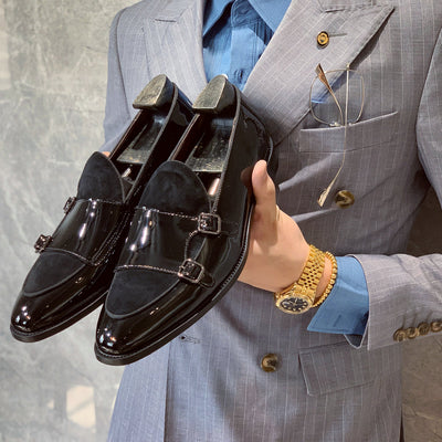 Zapatos Monk de Cuero Negro con Hebilla - Mocasín Cómodo Punta Fina para Hombre - Image 5