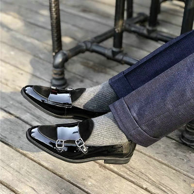 Zapatos Monk de Cuero Negro con Hebilla - Mocasín Cómodo Punta Fina para Hombre - Image 4