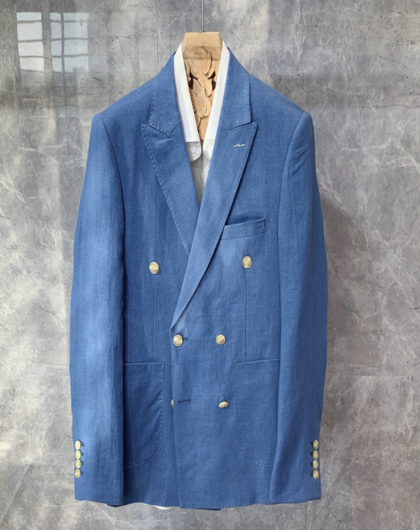 Saco de Lino Doble Botonadura para Hombre - Corte Casual