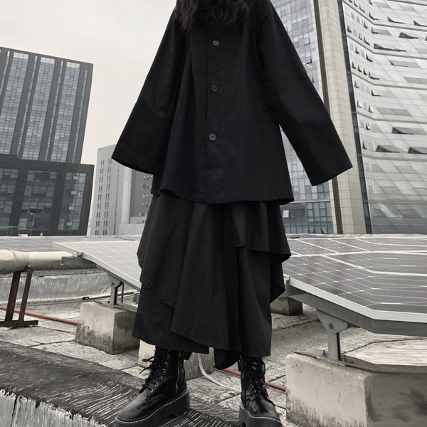 Falda Hakama Ancha con Niveles Irregulares para Mujer