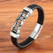 Leather Leather Braided Bracelet, Leather Bracelet, Custom Leather Bracelet, Men'S Cowhide Jewelry Steel color 19CM