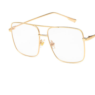 Gafas Retro Cuadradas Grandes con Marco Metálico Espejo Plano Estilo Literario - Image 7