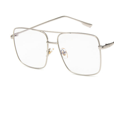 Gafas Retro Cuadradas Grandes con Marco Metálico Espejo Plano Estilo Literario - Image 9