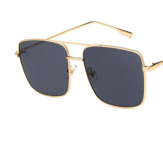 Gafas Retro Cuadradas Grandes con Marco Metálico Espejo Plano Estilo Literario - Image 12