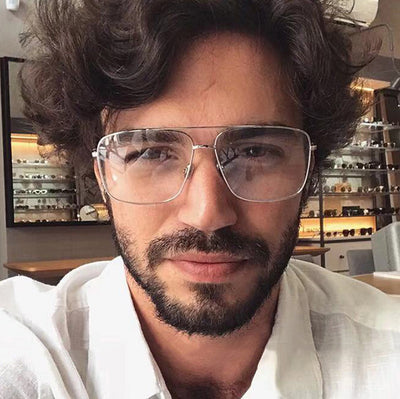 Gafas Retro Cuadradas Grandes con Marco Metálico Espejo Plano Estilo Literario - Image 15