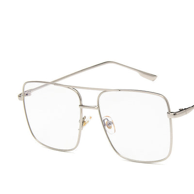 Gafas Retro Cuadradas Grandes con Marco Metálico Espejo Plano Estilo Literario - Image 13