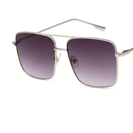 Gafas Retro Cuadradas Grandes con Marco Metálico Espejo Plano Estilo Literario - Image 3
