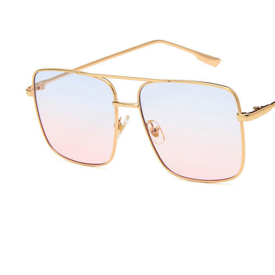Gafas Retro Cuadradas Grandes con Marco Metálico Espejo Plano Estilo Literario