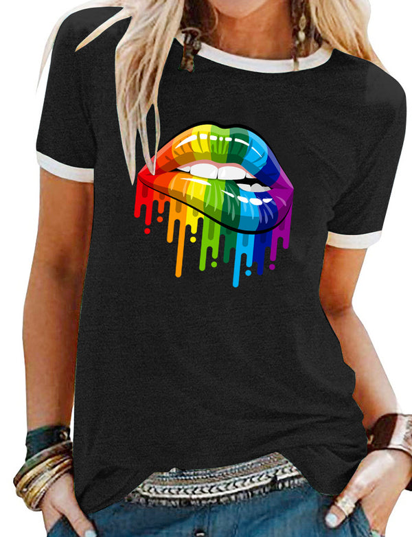 Blusa Arcoíris de Colores Bloqueados Manga Corta - Image 5