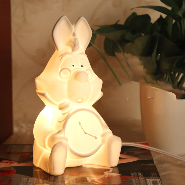Lámpara de Mesita Conejo Blanco Alicia - Luz Nocturna Decorativa