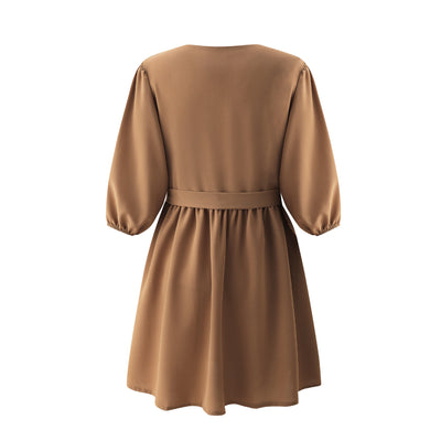 Vestido Elegante de Encaje con Escote en V - Tela Fresca Ice Silk - Image 7
