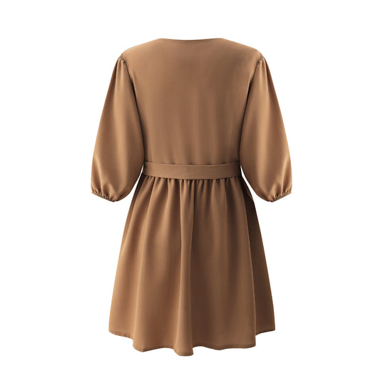 Vestido Elegante de Encaje con Escote en V - Tela Fresca Ice Silk - Image 7
