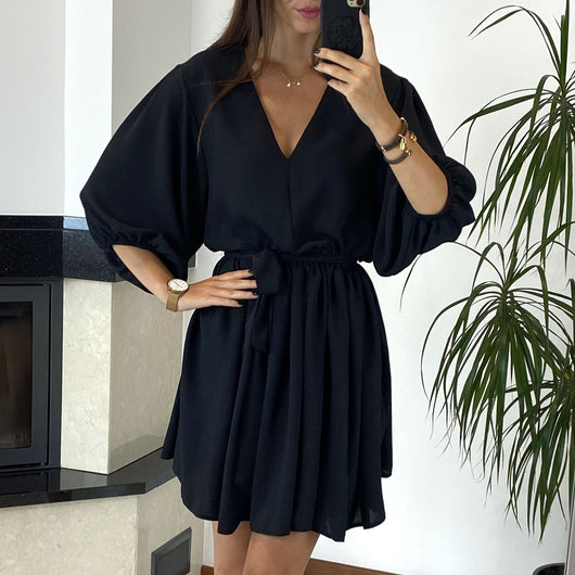 Vestido Elegante de Encaje con Escote en V - Tela Fresca Ice Silk - Image 8