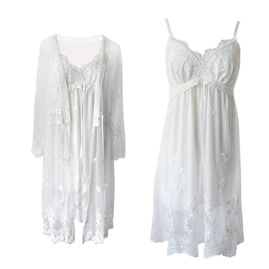 Conjunto de 2 Batas Camisones de Encaje Blanco para Mujer - Image 9