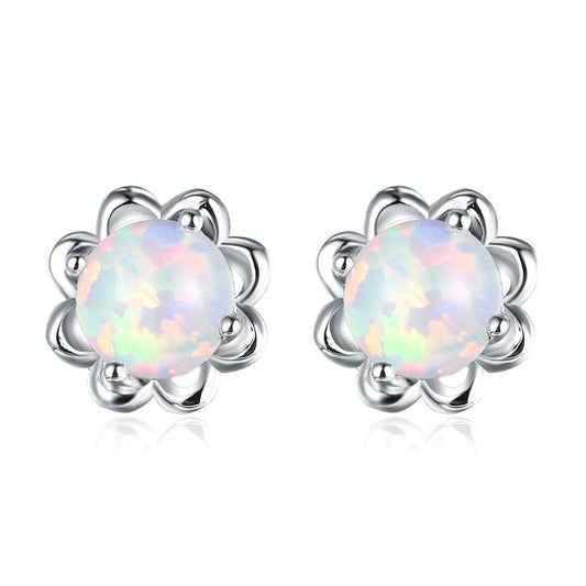 Aretes de Ópalo Floral para Mujer