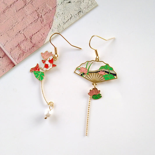 Aretes Abanico Estilo Retro Nacional con Temperamento