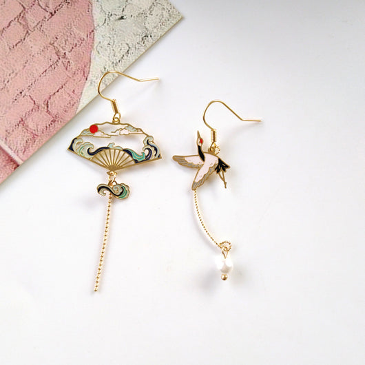 Aretes Abanico Estilo Retro Nacional con Temperamento - Image 2