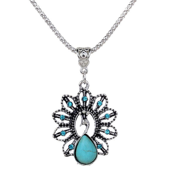 Collar de Turquesa con Diamantes Estilo Europeo y Americano