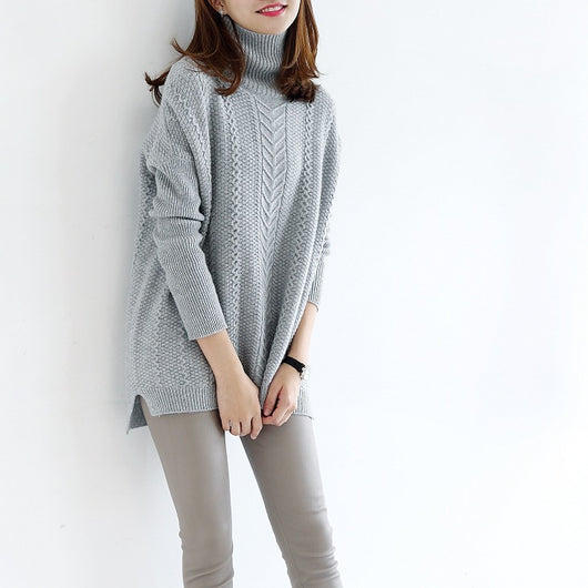 Cardigan Lazy Style Cuello Alto Trenzado Grueso para Mujer - Image 5