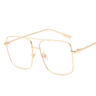 Gafas Retro Cuadradas Grandes con Marco Metálico Espejo Plano Estilo Literario - Image 5