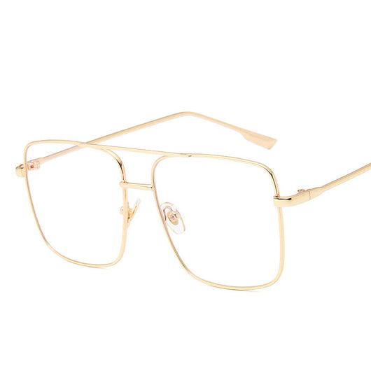 Gafas Retro Cuadradas Grandes con Marco Metálico Espejo Plano Estilo Literario - Image 5