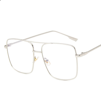 Gafas Retro Cuadradas Grandes con Marco Metálico Espejo Plano Estilo Literario - Image 6